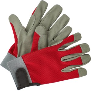 Guanti da giardino rosso-grigi taglia 8, guanti da lavoro per giardinaggio.