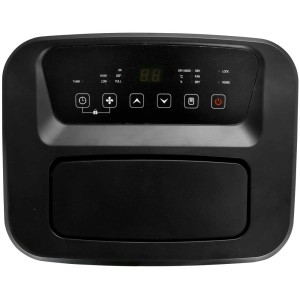 Déshumidificateur Emerio noir avec écran digital et panneau de commande.