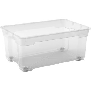 Box multiuso trasparente OBI Santos L (40 l) con ruote, ideale per stoccaggio e trasporto.