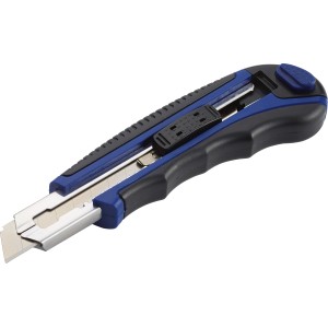 Cutter LUX Comfort, 100mm, blu e nero, con impugnatura ergonomica e blocco lama.