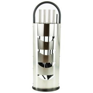 Set d'ustensiles de cheminée Valo Helsinki, 4 pièces en acier inoxydable avec support. Accessoire pour cheminées et poêles.