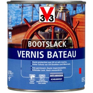 Barattolo di vernice per barche trasparente e lucida, 2,5 litri. Protezione per barche e yacht contro i raggi UV e il sale marino.