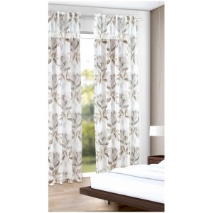 Tenda a passanti taupe con fiori, 245x135 cm, per finestre.