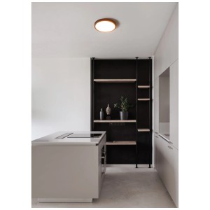 Plafonnier LED noir Eglo Fueva 6, Ø 28cm, dans une cuisine moderne.