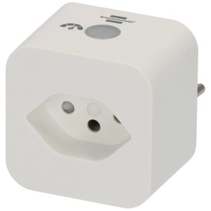 Adaptateur WiFi Brennenstuhl blanc avec mesure d'énergie, 3 pôles et protection IP20.