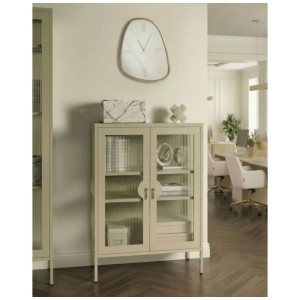 Beliani Armoire de bureau Gleora beige clair 105 x 80 x 35 cm
