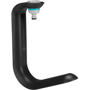 Gardena Liano TapFix portagomma in plastica nera per tubi da giardino.