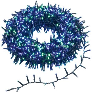 Guirlande lumineuse OBI 1500 LED multicolore, 3m, bleu-vert, pour extérieur.