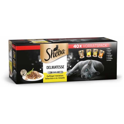 Sheba Delikatesse Katzen-Nassfutter in Gelée Geflügel Variation 40 x 85 g
