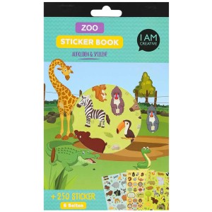 Stickerbook Zoo, 6 feuilles : Autocollants animaux colorés pour bricoler et décorer.