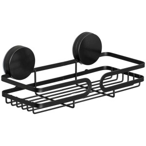 Étagère murale noire Wenko Pavia avec fixation Static-Loc® Plus pour accessoires de salle de bain.