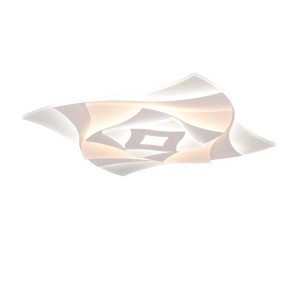 Moderna plafoniera LED Trio Akita bianca opaca, 48x48cm, con design geometrico.