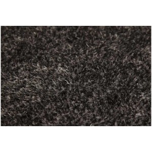 Anthrazitfarbener Hochflorteppich Gela, 60x110 cm, aus weichem Polyester.