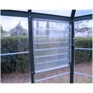 Ventilation latérale à lamelles pour serre, pour une ventilation optimale.
