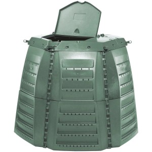 Composteur Garantia Thermostar, 1000 l, vert, avec couvercle ouvert.