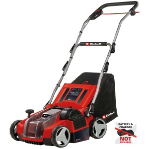 Einhell Power-X-Change GE-SA 36/35 Li scarificatore a batteria (batteria non inclusa) con sacco di raccolta, rosso/nero. Scarificatore elettrico per giardino.