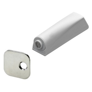 Apertura a pressione bianca con magnete e contropiastra per avvitare.