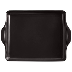 Schwarze Emile Henry Focaccia-Backform aus Keramik, eine Küchenhilfe für Ofengerichte.