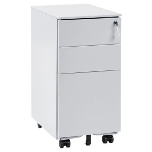 Beliani Armoire de bureau Bolsena avec roulettes gris 60 x 30 x 45 cm