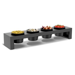 Cozze Topping station per cucine da esterno con 4 ciotole piene di ingredienti.