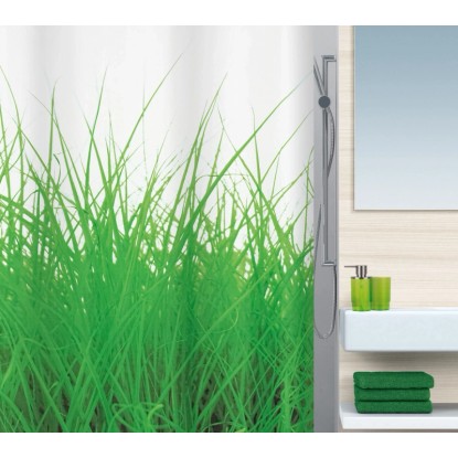 Spirella Duschvorhang Grass Grün 180 x 200 cm