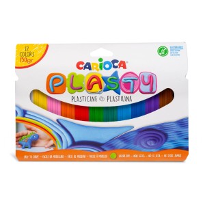 Carioca Plasty Modelliermasse, 12 Farben im Set, für kreatives Gestalten.