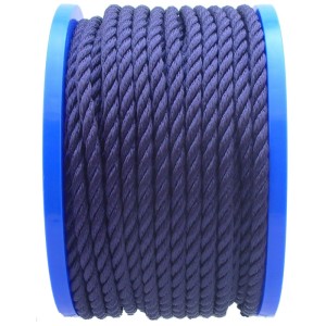Cima d'ormeggio blu navy, 8mm, venduta al metro su bobina per nautica.