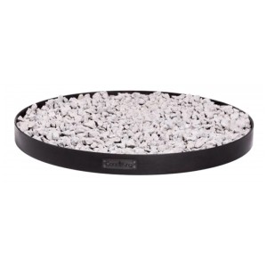 Base ronde pour braséro en acier naturel (Ø 120 cm) avec pierres décoratives pour braséros Cook King.