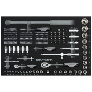 Set di chiavi a bussola Kraftwerk, 164 pezzi, con bussole, inserti e cricchetti in valigetta.
