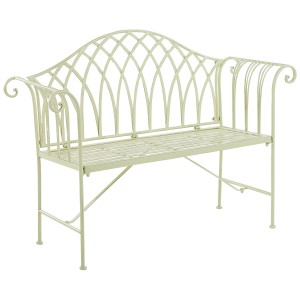 Banc de jardin Beliani Milazzo en métal vert clair style vintage.