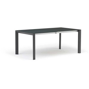 Tavolo allungabile Acamp Woody Extension, tavolo da giardino antracite con piano in vetro e funzione di estensione.