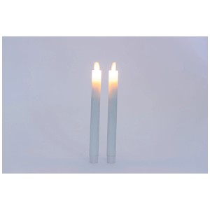 2er Set LED Stabkerzen, 24cm hoch, aus Wachs mit warmweissem Licht und Timer.