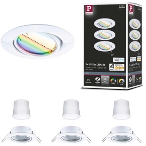 Spot encastrable LED Paulmann Base, lot de 3 avec RGBW+. Orientable, contrôlable via Zigbee.