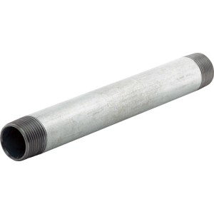 Tubo filettato in ghisa malleabile zincata, 26,4 mm (Rp 3/4) x 200 mm, per raccordi.