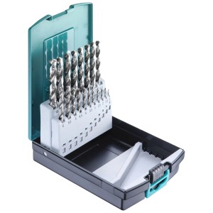 Jeu de forets hélicoïdaux Technocraft, 19 pièces, acier HSS-G, 1-10 mm, en boîte plastique.