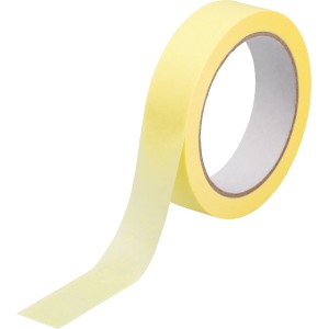 Gelbes Flachkrepp-Klebeband, 25 mm x 40 m, für Abklebearbeiten im Innenbereich.