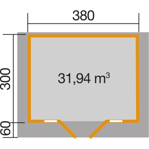Plan Weka Weekend House 137, 380x300 cm, avec dimensions et surface.