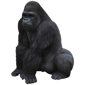 Schwarzer Vivid Arts Gorilla, 107 cm hoch, als detailreiche Dekofigur für den Garten.