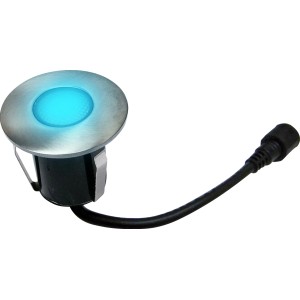 Faretto da incasso Miniblue, 4,5 cm, 0,8 W, con luce blu per esterni.