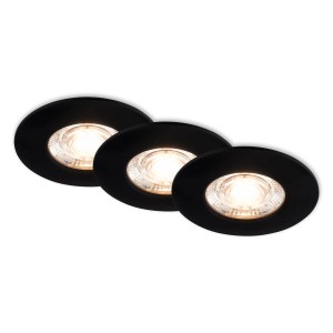 Lot de 3 spots LED encastrables Briloner noirs avec lumière blanc chaud pour salle de bain, IP44