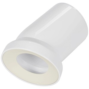 Raccord de WC coudé blanc 22° en plastique pour connecter WC et tuyau d'évacuation.