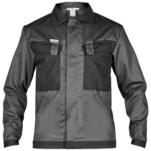 Bundjacke Essential Line in Schwarz-Grau, Größe S. Arbeitskleidung mit Brust- und Seitentaschen.