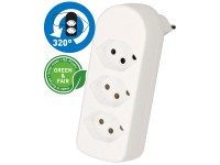 Max Hauri Abzweigstecker Adapt RE-Plastic Weiss drehbar 3 x T13 / 250 V / 10 A