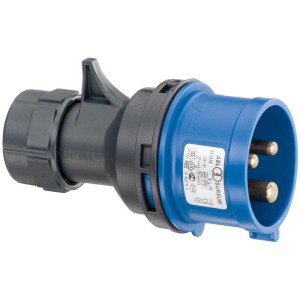 Fiche CEE 16/3 à 3 pôles bleu et anthracite de Steffen pour 230V.