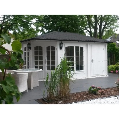 Alpholz Holz-Gartenhaus Walmdach Druckimprägniert 422 cm x 325 cm