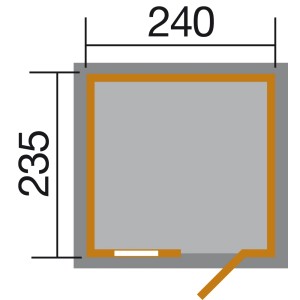 Plan OBI Outdoor Living abri de jardin en bois Bozen, 240x235cm, non traité.