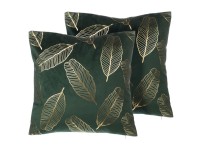 Beliani Dekokissen Freesia Samt Dunkelgrün (HxBxT) 12 x 45 x 45 cm 2 Stk.