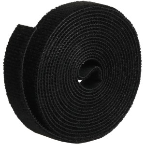 Rouleau d'attaches de câble auto-agrippantes Schwaiger, 3m, noir, double face pour un regroupement facile des câbles.