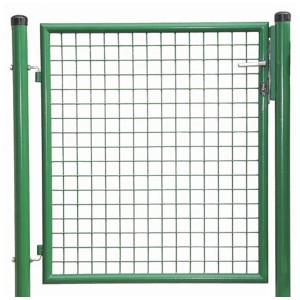 Cancello da giardino Pletscher verde, 120x100 cm, con riempimento a rete e pali per recinzioni e privacy.