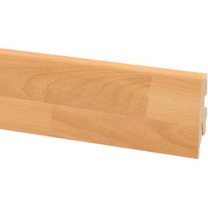 Plinthe OBI hêtre, hauteur 60 mm, longueur 260 cm, âme en MDF pour fixation par clips.
